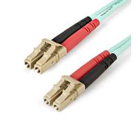 StarTech Aqua OM4 Duplex Multimode Fiber Cable LC/UPC to LC/UPC 50/125µm LSZH 1m 100G