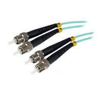 StarTech.com 1m (3ft) ST/UPC to ST/UPC OM3 Multimode Fiber Optic Cable, Full Duplex 50/125µm Zipcord Fiber, 100G Networks, LOMMF/VCSEL, <0.3dB Low Insertion Loss, LSZH Fiber Patch Cord (A50FBSTST1)