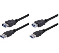 StarTech.com 1m Black SuperSpeed USB 3.0 Extension Cable A to A - Male to Female USB 3 Extension Cable Cord 1 m (USB3SEXT1MBK) (Pack of 2)