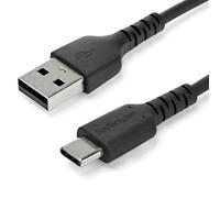 StarTech.com 1m USB A to USB C Charging Cable - Durable Fast Charge & Sync USB 2.0 to USB Type C Data Cord - Rugged TPE Jacket Aramid Fiber M/M 3A Black - Samsung S10, iPad Pro, Pixel
