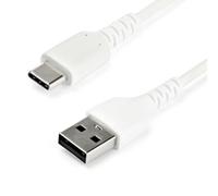 StarTech.com 1m USB A to USB C Charging Cable - Durable Fast Charge & Sync USB 2.0 to USB Type C Data Cord - Rugged TPE Jacket Aramid Fiber M/M 3A White - Samsung S10, iPad Pro, Pixel