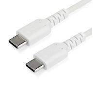 StarTech.com 1m USB C Charging Cable - Durable Fast Charge & Sync USB 2.0 Type C to USB C Laptop Charger Cord - TPE Jacket Aramid Fiber M/M 60W White - Samsung S10 S20 iPad Pro MS Surface