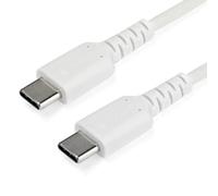 StarTech.com 1m USB C Charging Cable - Durable Fast Charge & Sync USB 2.0 Type C to USB C Laptop Charger Cord - TPE Jacket Aramid Fiber M/M 60W White - Samsung S10 S20 iPad Pro MS Surface