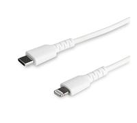 StarTech.com 3 foot (1m) Durable White USB-C to Lightning Cable - Heavy Duty Rugged Aramid Fiber USB Type A to Lightning Charger/Sync Power Cord - Apple MFi Certified iPad/iPhone 12
