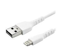 StarTech.com 3 foot (1m) Durable White USB-A to Lightning Cable - Heavy Duty Rugged Aramid Fiber USB Type A to Lightning Charger/Sync Power Cord - Apple MFi Certified iPad/iPhone 12