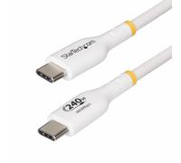 StarTech.com 1m White USB-C Charging Cable USB-IF Certified USB C Cable 240W PD EPR USB 2.0 Type-C Laptop Charger Cord USB-C Data Transfer Cable TPE Jacket