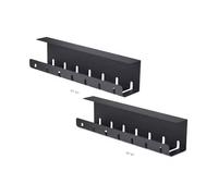 StarTech.com 2-Pack Under Desk Cable Management Tray 42" Long (21" Per Tray) Metal Slotted Style Cable Organizer Screw-On Install Power Bar Holder Black TAA