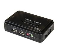 StarTech.com 2 Port Black USB KVM Switch Kit with Audio and Cables