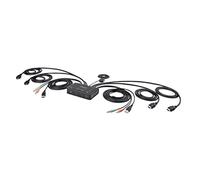 StarTech.com 2-Port Dual-Monitor HDMI Cable KVM Switch, 4K 60Hz, Compact KVM with 5ft/1.5m USB-A/HDMI/Audio Integrated Cables, Bus Powered, Remote/Hotkey Switching (C2-DH46-UA2-CBL-KVM)