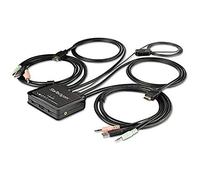 StarTech.com 2 Port HDMI KVM Switch - 4K 60Hz - Compact Dual Port UHD/Ultra HD USB Desktop KVM Switch w/Integrated 4ft Cables & Audio - Bus Powered & Remote Switching - MacBook ThinkPad