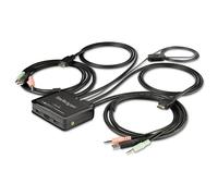 StarTech.com 2 Port HDMI KVM Switch - 4K 60Hz - Compact Dual Port UHD/Ultra HD USB Desktop KVM Switch w/Integrated 4ft Cables & Audio - Bus Powered & Remote Switching - MacBook ThinkPad