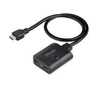 StarTech.com 2-Port HDMI Splitter, 4K 60Hz HDMI 2.0 Video, 4K HDMI Splitter 1 In 2 Out, 1x2 HDMI Display/Output Splitter, HDR/HDCP, 20in (50cm) Built-in HDMI Cable