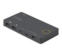 StarTech.com 2 Port Hybrid USB-A + HDMI & USB-C KVM Switch - Single 4K 60Hz HDMI 2.0 Monitor - Compact Desktop and/or Laptop HDMI KVM Switch - USB Bus Powered - Thunderbolt 3 Compatible