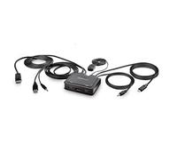 StarTech.com 2-Port Hybrid USB-C DisplayPort Cable KVM Switch, 4K 60Hz, Compact KVM with 6ft/1.8m USB-A/DisplayPort/Audio & 4ft/1.2m USB-C Integrated Host Cables, Bus Powered - Remote Push Button/Hotkey Switching