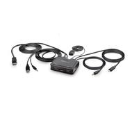 StarTech.com 2-Port Hybrid USB-C DisplayPort Cable KVM Switch, 4K 60Hz, Compact KVM with 6ft/1.8m USB-A/DisplayPort/Audio & 4ft/1.2m USB-C Integrated Host Cables, Bus Powered - Remote Push Button/Hotkey Switching