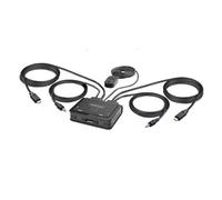 StarTech.com 2-Port USB-C Cable KVM Switch 4K 60Hz DisplayPort Output Compact KVM with 4ft/1.2m USB Type-C/Audio Integrated Cables Bus Powered - Remote Push-Button/Hotkey Switching