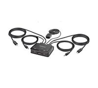 StarTech.com 2-Port USB-C Cable KVM Switch 4K 60Hz DisplayPort Output Compact KVM with 4ft/1.2m USB Type-C/Audio Integrated Cables Bus Powered - Remote Push-Button/Hotkey Switching