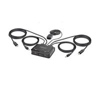 StarTech.com 2-Port USB-C Cable KVM Switch 4K 60Hz DisplayPort Output Compact KVM with 4ft/1.2m USB Type-C/Audio Integrated Cables Bus Powered - Remote Push-Button/Hotkey Switching