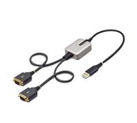 StarTech.com 2ft (60cm) 2-Port USB to Serial Adapter Cable, Interchangeable DB9 Screws/Nuts, COM Retention, USB-A to DB9 RS232, FTDI, Level-4 ESD Protection, Windows/macOS/ChromeOS/Linux - Rugged TPE 