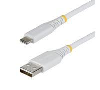 StarTech.com 2m (6.6ft) USB-A to USB-C Fast Charging Cable, 15W 3A, Dual-Layer Braided Nylon/TPE Jacket, Durable USB-A to Type C Charger Cord, White USB A to USB C Cable