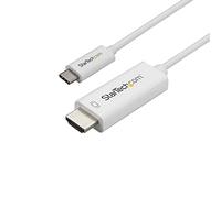 StarTech.com (2m/6.6ft) USB C to HDMI Cable - 4K 60Hz USB Type C to HDMI 2.0 Video Adapter Cable - Thunderbolt 3 Compatible - Laptop to HDMI Monitor/Display - DP 1.2 Alt Mode HBR2 White (CDP2HD2MWNL)