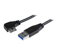 StarTech.com 2m 6 ft Slim Micro USB 3.0 Cable M/M - Left-Angle Micro-USB - USB 3.0 A to Micro B - Angled Micro USB - USB 3.1 Gen 1 (5Gbps) (USB3AU2MLS), Black