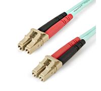 StarTech.com Aqua OM4 Duplex Multimode Fiber Optic Cable - 100 Gb - 50/125 - LSZH - LC/LC - 2 m~2m (6ft) LC/UPC to LC/UPC OM4 Multimode Fiber Optic Cable, 50/125µm LOMMF/VCSEL Zipcord Fiber, 100G Networks, Low Insertion Loss, LSZH Fiber Patch Cord
