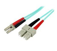 StarTech.com 2m (6ft) LC/UPC to SC/UPC OM3 Multimode Fiber Optic Cable Full Duplex 50/125m Zipcord Fiber Cable 100G Low Insertion Loss LSZH Fiber Jumper Cord 2 m OM3 LC SC