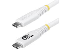 StarTech.com 2m (6.6ft) USB4 Cable, 20Gbps, USB-IF Certified USB-C Cable, 240W PD EPR, 4K 120Hz DP 1.4, TPE Jacket, White USB-C Cord