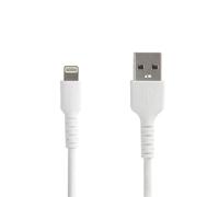StarTech.com 6 foot (2m) Durable White USB-A to Lightning Cable - Heavy Duty Rugged Aramid Fiber USB Type A to Lightning Charger/Sync Power Cord - Apple MFi Certified iPad/iPhone 12