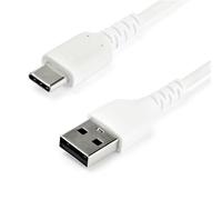 StarTech.com 2m USB A to USB C Charging Cable - Durable Fast Charge & Sync USB 2.0 to USB Type C Data Cord - Rugged TPE Jacket Aramid Fiber M/M 3A White - Samsung S10, iPad Pro, Pixel