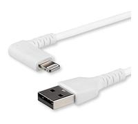 StarTech.com 6ft (2m) Durable USB A to Lightning Cable - White 90° Right Angled Heavy Duty Rugged Aramid Fiber USB Type A to Lightning Charging/Sync Cord - Apple MFi Certified - iPhone