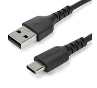 StarTech.com 2m USB A to USB C Charging Cable - Durable Fast Charge & Sync USB 2.0 to USB Type C Data Cord - Rugged TPE Jacket Aramid Fiber M/M 3A Black - Samsung S10, iPad Pro, Pixel
