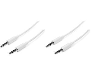 StarTech.com 2m White Slim 3.5mm Stereo Audio Cable - 3.5mm Audio Aux Stereo - Male to Male Headphone Cable - 2x 3.5mm Mini Jack (M) White (MU2MMMSWH) (Pack of 2)