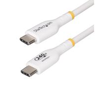StarTech.com 2m White USB-C Charging Cable USB-IF Certified USB C Cable 240W PD EPR USB 2.0 Type-C Laptop Charger Cord USB-C Data Transfer Cable TPE Jacket