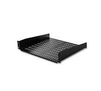 StarTech.com 2U Server Rack Shelf - Universal Vented Rack Mount Cantilever Tray for 19" Network Equipment Rack & Cabinet - Heavy Duty Steel - Weight Capacity 50lb/23kg - 16" Deep Shelf, Black