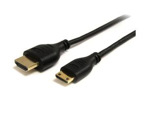StarTech.com 3 Feet Slim High Speed HDMI Cable with Ethernet - HDMI to HDMI Mini M/M, Black