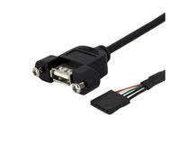 StarTech.com 3 ft Panel Mount USB Cable - USB A to Motherboard Header Cable F/F. Cable length: 0.9 m. Connector contacts plating: Nickel Product colour: Black