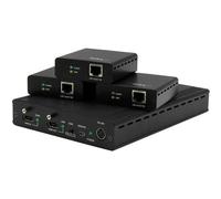 StarTech.com 3-Port HDBaseT Extender Kit with 3 Receivers - 1x3 HDMI over CAT5e Splitter - Up to 4K - TAA