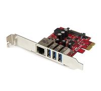 StarTech.com 3 Port PCI Express USB 3.0 Card + Gigabit Ethernet - Fits Standard & Low-Profile PCs - UASP Supported - Optional SATA Power (PEXUSB3S3GE)