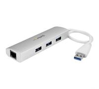 StarTech.com 3-Port Portable USB 3.0 Hub plus Gigabit Ethernet - Built-In Cable~3-Port Portable USB 3.0 Hub plus Gigabit Ethernet - 5Gbps - Built-In Cable