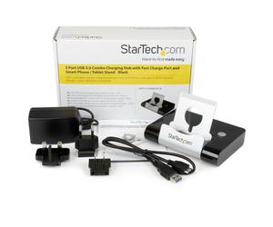 StarTech.com 3-Port USB 3.0 Hub (ST4300U3C1B) with Fast Charging Port & Tablet -