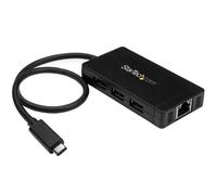 StarTech.com 3-Port USB-C Hub with Gigabit Ethernet - USB-C to 3x USB-A - USB 3.0 (5Gbps) - Includes Power Adapter - TAA