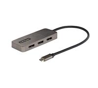 StarTech.com 3-Port USB-C Multi-Monitor Adapter, USB Type-C to 3x DisplayPort 1.4 MST Hub, Triple 4K 60Hz DP Laptop Display Extender/Splitter, HDR, Extra-Long Built-In Cable, Windows (MST14CD123DP)