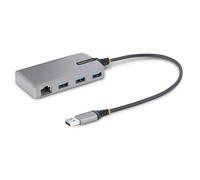 StarTech.com 3-Port USB Hub with Ethernet - 3x USB-A Ports - Gigabit Ethernet (RJ-45) - USB 3.0 5Gbps - Bus-Powered - 1ft/30cm Long Cable - Portable Laptop USB Hub Adapter w/ GbE