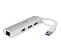 StarTech.com 3-Port Portable USB 3.0 Hub plus Gigabit Ethernet - Built-In Cable~3-Port Portable USB 3.0 Hub plus Gigabit Ethernet - 5Gbps - Built-In Cable