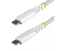 StarTech.com 30cm (1ft) White USB-C Charging Cable 60W (3A) PD Dual-Layer Braided Nylon/TPE Jacket Rugged USB C Charging Cord USB 2.0 Laptop Charger Cable 0.3 m USB C USB C USB 2.0 0.48 Gbit/s White