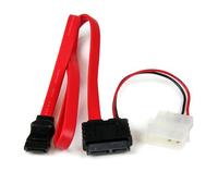 StarTech.com 36in Slimline SATA to SATA with LP4 Power Cable Adapter (SLSATAF36), red