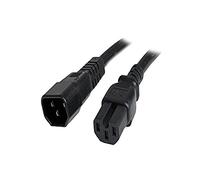 StarTech.com 3ft (1m) Heavy Duty Extension Cord, IEC 320 C14 to IEC 320 C15 Black Extension Cord, 15A 250V, 14AWG, Heavy Gauge Power Extension Cable, Heavy Duty AC Power Cord, UL Listed (PXTC14C153)