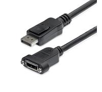 StarTech.com 3ft (1m) Panel Mount DisplayPort Cable - 4K x 2K - DisplayPort 1.2 Extension Cable Male to Female - DP Video Extender Cord with Panel Mount DP Connector - DP Monitor Cable